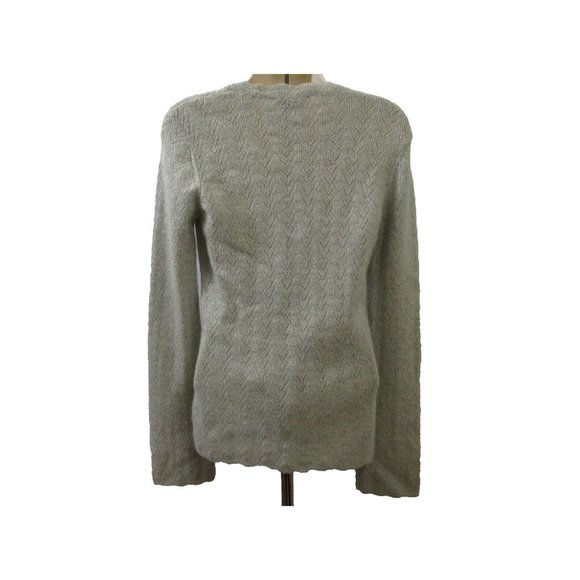 Ann Taylor Cashmere Sweater Sz Small Gray/Silver Metallic Scalloped Long Sleeve - Picture 3 of 6
